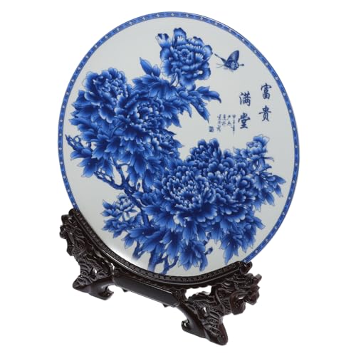 Plato Decorativo de Cerámica Oriental UKCOCO con Soporte Elegante 2