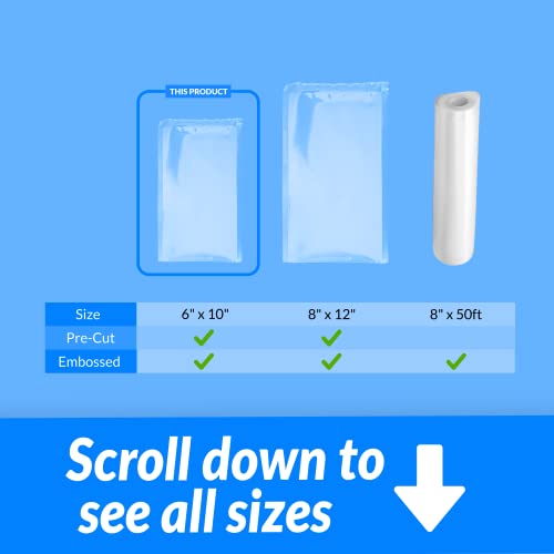 Reli. Vacuum Sealer Bags 6X10 In. | 100 Bags | Pre-Cut Embossed Vacuum Bags For Food | Bpa Free | Vacuum Seal Bags For Sous Vide, Food Freezer Storage/Food Prep | Pint Size, Clear #TOP6