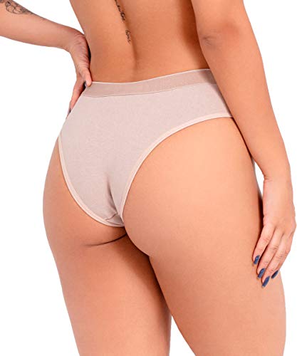 Calcinha IMI Lingerie Cós Alto Cintura Alta Em Algodão Ivy Bege cor:Bege;Tamanho:G