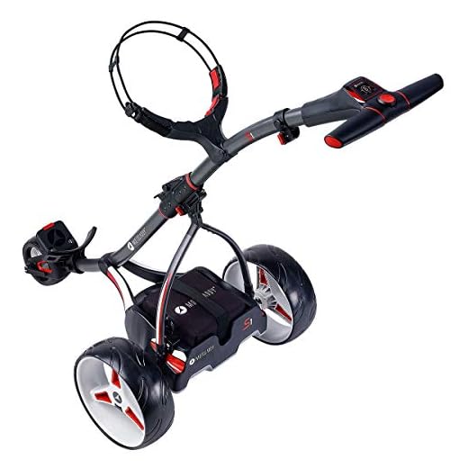 Motocaddy Carro de golf S1 de grafito con 18 agujeros y batería de plomo ácido.
