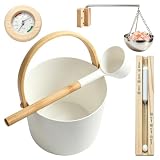 Zenselect Seau de sauna avec louche, seau de sauna en aluminium de 7 l avec louche, ensemb...