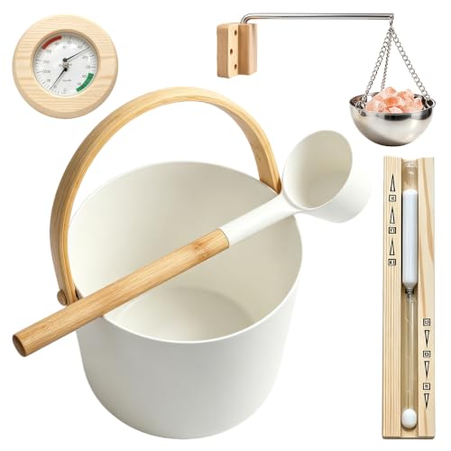 Zenselect Saunaeimer mit Kelle, 7L Aluminium Sauna Eimer mit Kelle