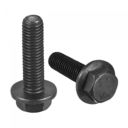 Image of uxcell Metric M10x35mm Hex Flange Bolts, 6pcs 10.9 Grade Carbon Steel Hexagon Head Screws