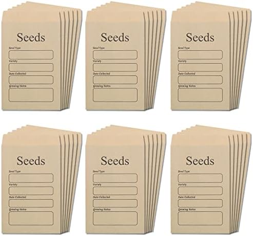 VGOL 200PCS Seed Envelopes 12x8cm 120 GSM Kraft Paper Self-Adhesive ...