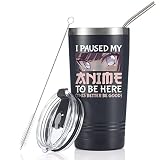 Onebttl Anime Gifts For Men, Women, Boys - 20oz/590ml Double Wall Vacuum Insulated Stainless Steel Tumblers Cups - Birthday Kawaii Gifts for Anime Lovers - Paused