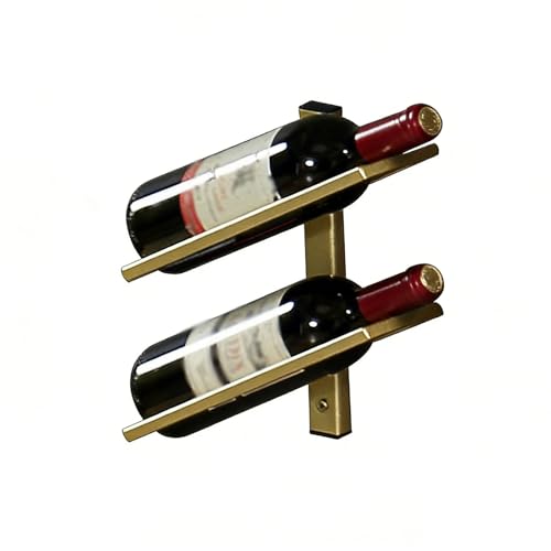 Vttui Estante para Vino de Pared en Hierro, Expositor Creativo Minimalista para Botellas de Vino, Soporte ahorraespacio para Cocina y Bar, Mueble Elegante para Almacenamiento(Size:2 Bottles,Color:C)