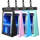 4 Pack Floating Waterproof Phone Pouch - Float Clear Cell Holder Protector with Lanyard - Universal Large Floatable Water Proof Dry Bag Case for iPhone 16 Pro Max Samsung Galaxy - Beach Swimming Pool