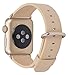 JSGJMY Compatible for Iwatch Band 38mm 40mm S/M Women Genuine Leather Loop Replacement Strap Compatible for iWatch Series 5 4 3 2 1, Beige with Champagne Gold Clasp