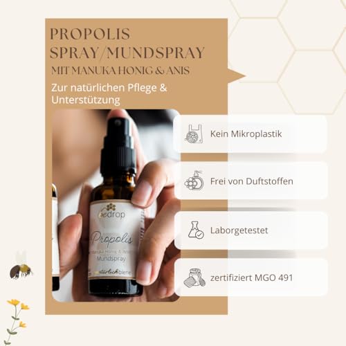 Mundspray bedrop Propolis Halsspray mit Manuka Honig und Anis