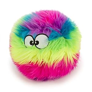 goDog Furballz Squeaky Plush Ball Dog Toy, Chew Guard Technology – Rainbow, Large