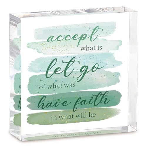 Green Acrylic Faith Positive Quotes Sign Inspirational Office Desk Decor Accessories Office Supplies Desk Cubicle Decor for Women Sage Green Bedroom Art Decoration for Women Teen Girls