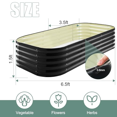 17" Galvanized Raised Garden Bed 8×2 ft Modular Planter for Gardening, Vegetables, Flowers Tall Oval Galvanized Metal Raised Garden Beds Outdoor Rubber Strip Edging Included (Graphite Black) by HEAHOLD - Image 2