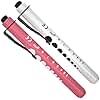 RISEMART 2PCS Pen Torch Light Reusable LED Penlight with Pupil Gauge for Nurses Doctors with Pocket Clip (Pink and White)