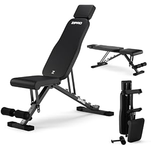 ZIPRO Trainingsbank Opklapbare Verstelbare Fitnessbank Halterbank Belastbaar tot 300 kg met 7x Verstelbaar voor Home Gym Appartement Multifunctioneel Full Body Workout Multitrainer – Grind Zwart