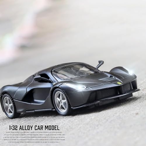Image of 1:32 LaFerrari Toy Car, Metal Pull Back Diecast Model Car with Openable Doors, Sound & Light, Gifts for Kids (Black)