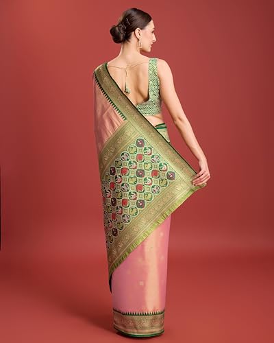 Monjolika Fashion pink banarasi silk saree – image 5