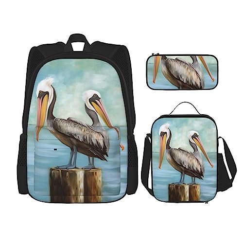 Sac à dos décontracté Pelicans OUSIKA 3 pièces avec trousse pour voyage