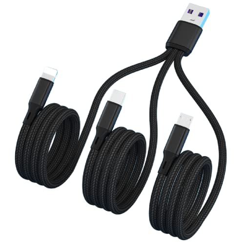 GIMIRO Multi-use 3 in 1 Type C Charging USB Cables [ 120CM ] Each Branch Charge Cable - Best for Office Game Travel Car Home
