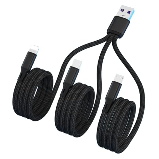 GIMIRO Multi-use 3 in 1 Type C Charging USB Cables [ 120CM ] Each Branch Charge Cable - Best for Office Game Travel Car Home