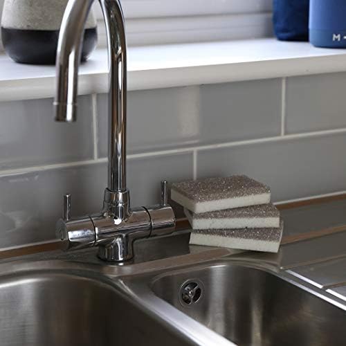 Scrub Daddy Sponge Daddy Style, Dual Sided Scrubbing, Dishwashing Kitchen Sponges for Washing up, Alternative to Non Scratch Scourers for Cleaning Dishes, as Used by Mrs Hinch, Grey , Triple Pack