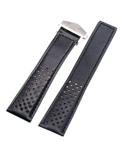 Bracelet de montre en cuir de veau véritable pour homme avec fermoir élégant