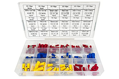 Set Terminali Cavi Elettrici 120Pz Connettori Preisolati Capicorda A Crimpare