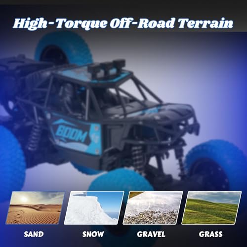 Image of Gooyo GY-97 Hi-Speed Rechargeable Remote Control Rock Crawler Car Toy | 8 Tyres Monster Truck Rock Crawler | 50 Climbing RC Car 4x4 Off-Road Car Toy | Blue | in-Built Battery | Gift Box Pack