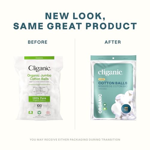 Cliganic Organic Super Jumbo Cotton Balls (100 Count) - Hypoallergenic, Absorbent, Large Size, 100% Pure (Packaging May Vary) - Image 3