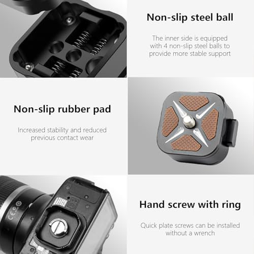 Haoyull Adaptador de montaje de cámara con placa de liberación rápida con ranura Arca estándar de 38 mm para cámaras réflex digitales, cabezales de trípode estabilizadores - imagen 4