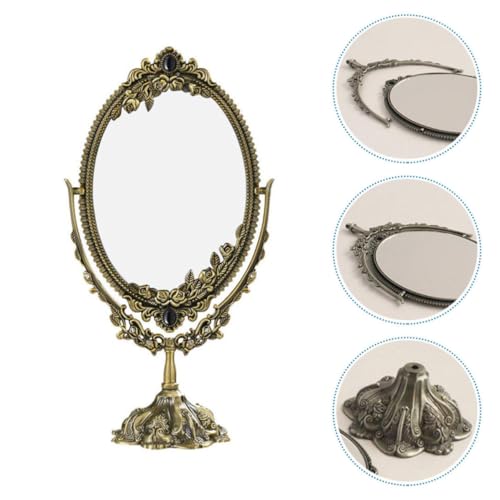 Miroir cosmétique de style rétro verre HD métal antirouille café - 6