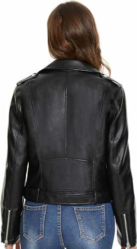 Image of Leather Jacket for women biker black