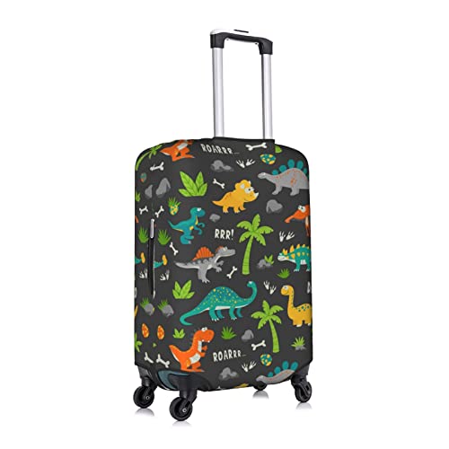 Cute Funny Dinosaurs Cartoon Travel Luggage Cover Fits 18-32 Inch Luggage, Stretchy Suitcase Cover Protector with Concealed Zipper for Wheeled Suitcase Tsa Approved3