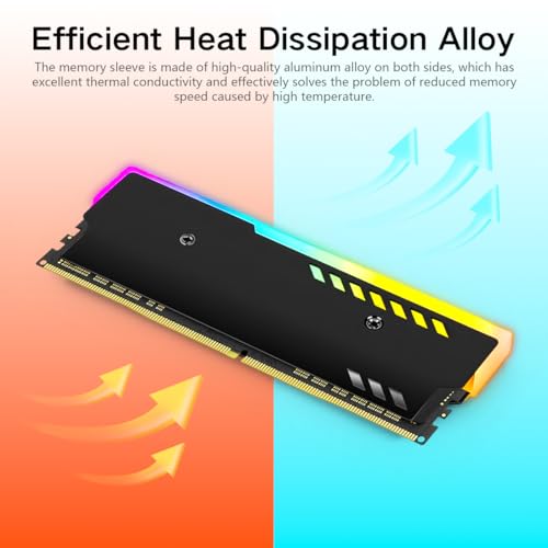 Image of ZORBES Desktop RAM Heatsink ARGB Aluminum Alloy Memory Heat Spreader 5V 3-Pin Addressable RGB, Motherboard Sync RAM Cooler for DDR4 /DDR5 Gaming PC Builds, 14x8x1.5cm