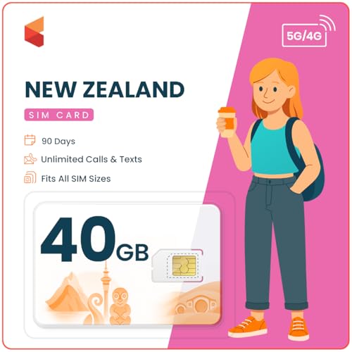 The Ultimate Guide to the Best Nz Sim Card for Data 1 New Zealand Travel Sim Card (40 GB, 60 Days) - OneNZ Data Sim Card w/Unlimited Minutes to NZ Landlines/Numbers - Tethering/Hotspot Card- 3-in-1 Standard, Micro, & Nano Sim Card for Unlocked Phones