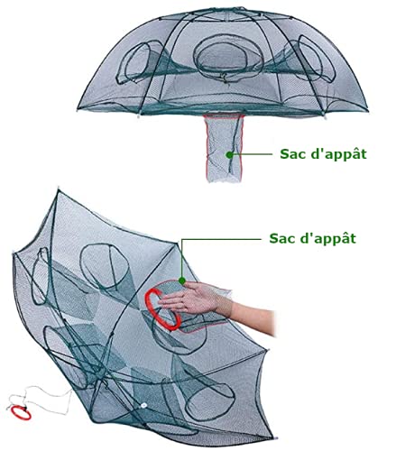 Filet De Pêche Pliable Automatique - Cage à Crevettes/poissons, Nylon Renforcé, Tailles 4 à 16 Trous