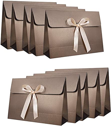 10Pcs Large Envelope Gift Box with Bow Ribbon Present Bag Gift Wrapping Bags Cardboard Gift Box Scarf Gloves Hats Box Present Favor Bags for Christmas,Birthday,Party Favour, Baby Shower,28 x 21x 9CM