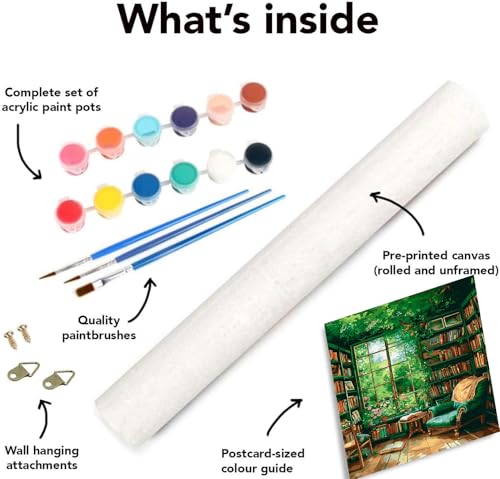 Image of Clendo Paint by Number for Adults Beginners, Study Room Adults Paint by Numbers Kits on Canvas, DIY Oil Painting Acrylic Paints for Home Wall Art Decor(16x20inch)