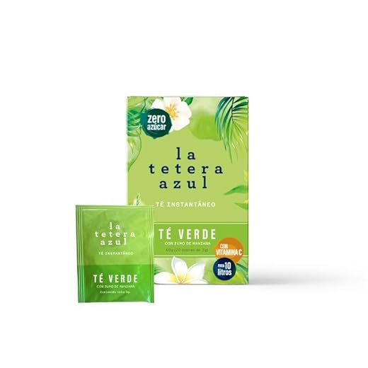 LA TETERA AZUL Te Verde Frío Sabor Manzana. Infusión Fría En Polvo. Tea Tac. Caja Con 20 Sobres.