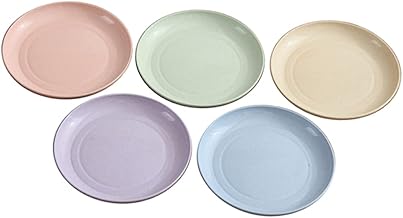 KICHOUSE 5 Pçs/Conjunto Prato De Bolo Palha De Trigo Conjunto De Pratos De Palha De Trigo Servindo Bandeja Redonda Prato De Serviço Palha De Trigo Talheres Bandeja De Bolo Pratos De Jantar