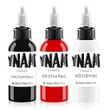 DLDN01 Lot de 3 bouteilles d'encre de tatouage - Encre de tatouage permanente blanche - Encre de tatouage noire classique avec élégance rouge (30 ml)