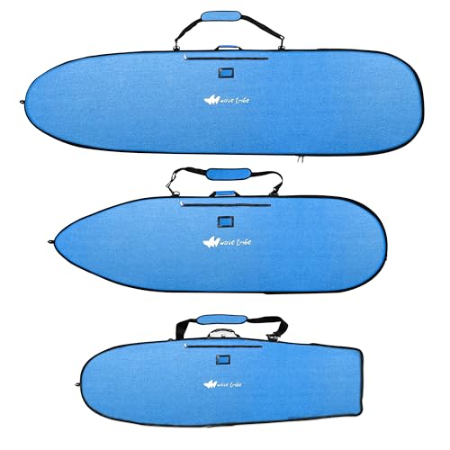 Wave Tribe Pioneer Surfboard Bag - Hemp Surf Bag with 5mm Padding, YKK Nickel-Plated Zipper, Fits 1 Board, Day Surfboard Bags Keep Board Safe & Cool, Easy to Carry Straps & Handles (8'6 Longboard)