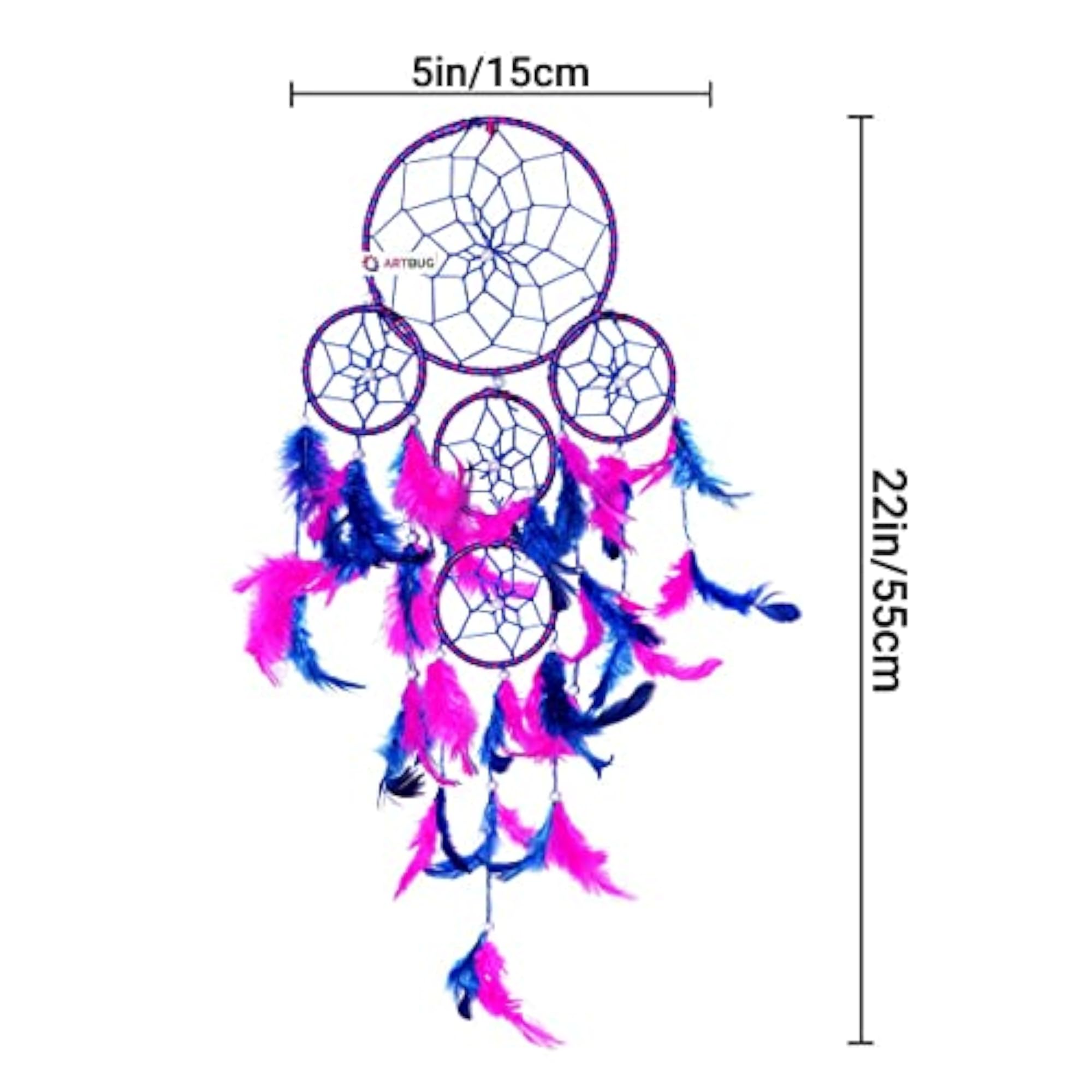 Dream Catcher 5 Rounds Pink & Blue Dream Catcher
