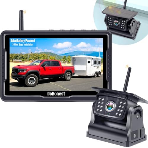 Wireless Backup Camera Solar Magnetic: Portable Cordless Scratch-Proof Truck Trailer Hitch Rear View Camera HD 1080P No Wiring No Drilling Rechargeable 5