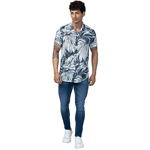 Image of Spykar Men's Slim Fit N /A Half Sleeve Printed Casual Shirts