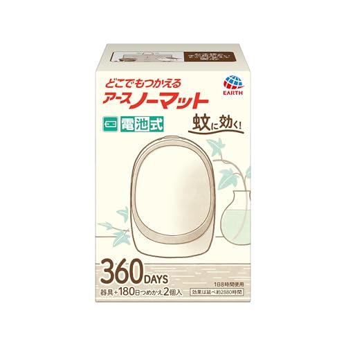 アースノーマット どこでもつかえるアースノーマット 360日用セット ホワイトシルバー 蚊除け 屋内 屋外 蚊 対策 駆除 蚊取り 無香料 180日×2の商品画像（Amazon）