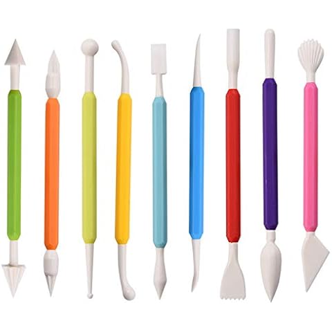 kiniza 9 Pieces Clay Sculpting Tools, Plastic Modeling Clay Tools for Kids，Double-Head Plastic Ceramic Pottery Tool Kit,Crafts Clay Modeling DIY Kit Cook Decorating Tools for Shaping and Sculpting Cover