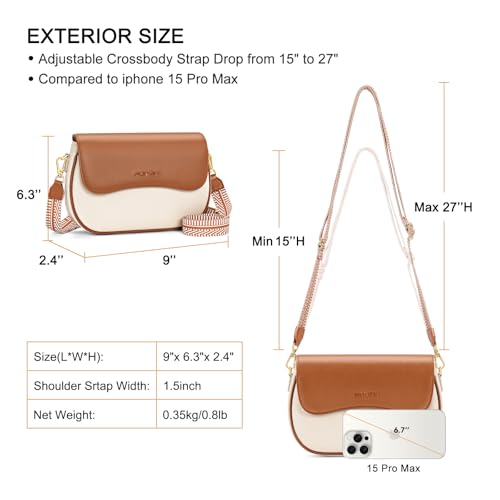 Image of RONSIN Small Crossbody Bags for Women Mini Shoulder Purse Flap Saddle Purses Underarm Shoulder Bag with 2 Removable Starps