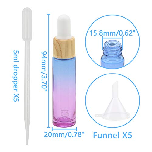 NewZoll 10Pcs Eye Dropper Bottle Set, 10ml (1/3oz) Blue Purple Gradient Thickened Glass Dropper Bottles with Funnels & Droppers, Dropper Vials for Essential Oil Perfumes Lab Chemicals by NewZoll - Image 2