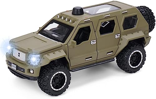 Image of 1 /24 Big G Patton Toy Car Metal Pull Back Diecast Car with Openable Door and Sound Light, Gifts Toys for Kids (Army Green)