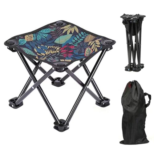 miaomiao Taburete plegable portátil, mini silla plegable pequeña, taburete de camping, taburete plegable para adultos, pesca, senderismo, jardinería y playa, con bolsa de transporte (camuflaje)